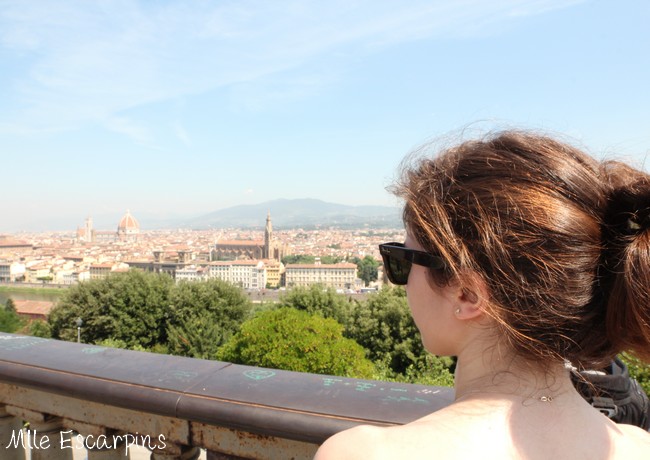 La pose devant la vue de la place Michel Ange à Florence, avant la demande en mariage